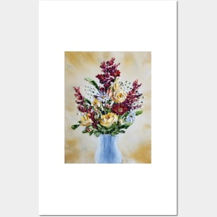 Fall Flowers, Floral Mix Bouquet, Farmhouse Bouquet, 3d flowers painting Posters and Art